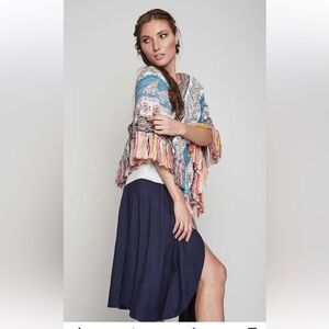 CHEKANKA Colorful Fringe Poncho like New